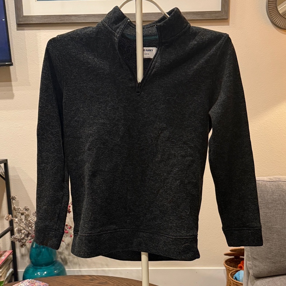 Old Navy Men's Charcoal Half-Zip Fleece Pullover